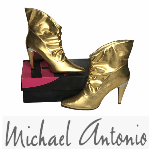 Michael Antonio Metallic Gold “SMUSH” Booties 8 - Picture 1 of 15
